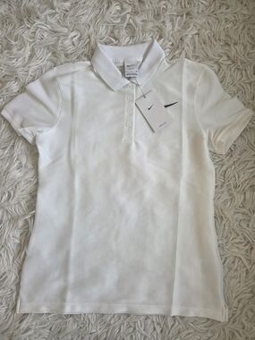 Nike Victory Dri-Fit Polo Shirt Women Small White Ribbed Tennis FD6710-100